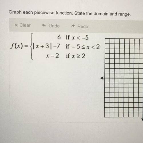 Graph each piece function. State the domain and range. (See photo)