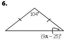 Find the x of a triangle.