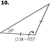 Find the x of a triangle.