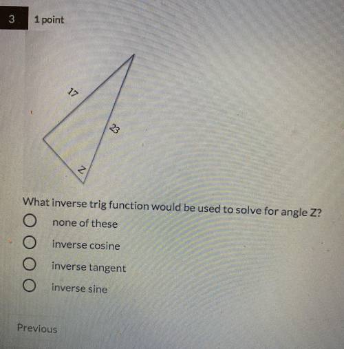 Which inverse trig function could I use to solve this problem?