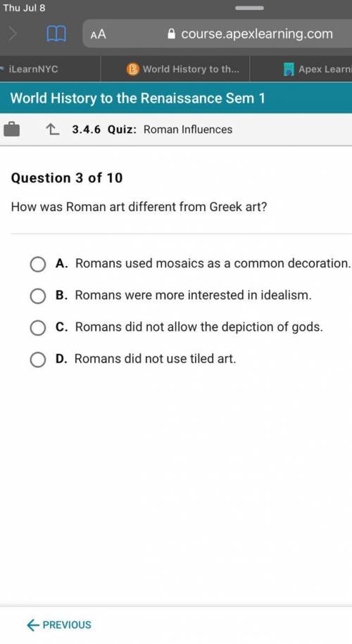 How was Roman art different from Greek art?
