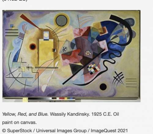 HELP- :)

Which of the following is an example of shape in Wassily Kandinsky's Yellow, Red, and Bl