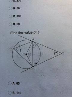 Using 2 tangents that form a triangle. Find z.