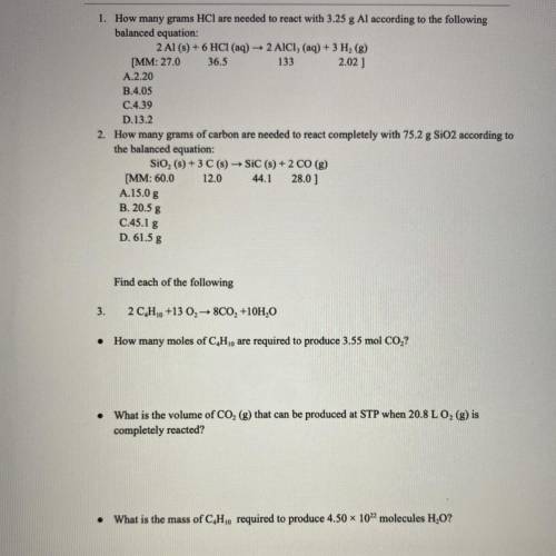 Chemistry stoichiometry worksheet please help