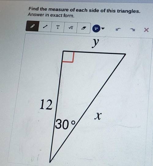 Find the measure of each side of this triangles. Answer in exact form. ​