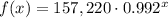f(x)=157,220\cdot 0.992^x