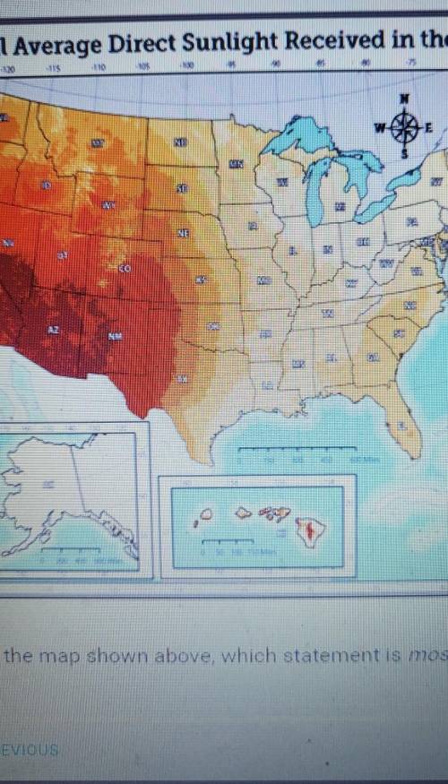 Based on the map shown above which statement is most accurate

a. Solar energy is most available i