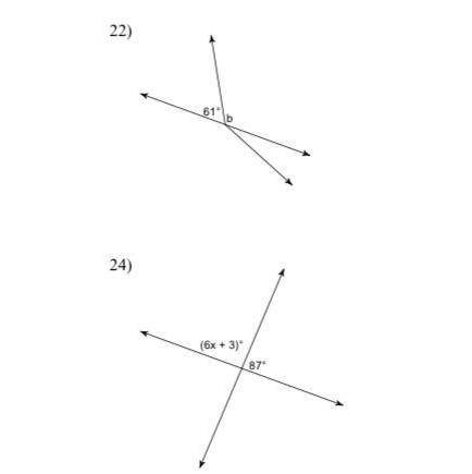 Find the angles of 22 and 24 thanks