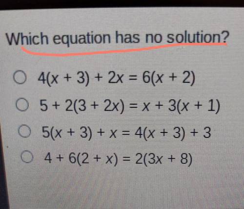 Which equation has no solution?​