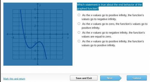 Help Which statement is true about the end behavior of the graphed function?