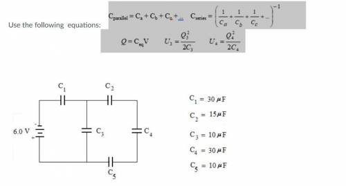 The figure below shows a combination of capacitors. Find (a) the equivalent capacitance of combinat