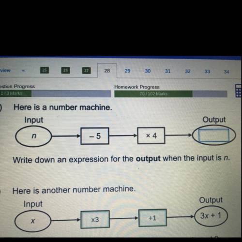 Here is a number machine input n --> -5 --> x4 --> _