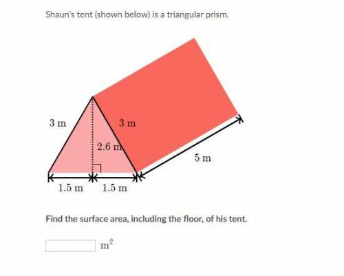 Help please Find the surface area, including the floor, of his tent.