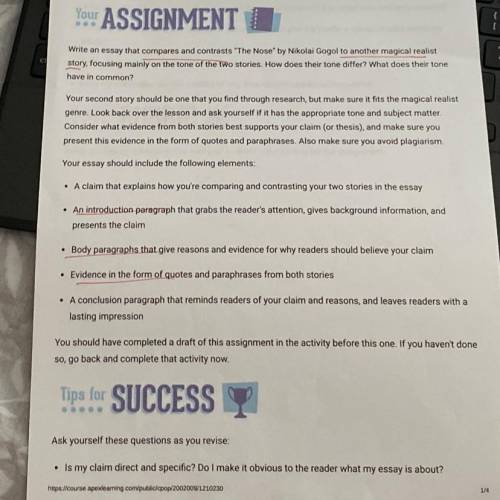 ASSIGNMENT

write an essay that compares and contrasts The Nose by Nellorto the magical realit
sto