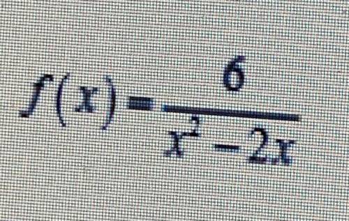 Find the domain , vertical asymptotes , x intercepts and y intercepts of this function