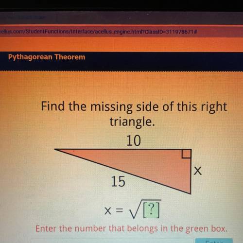 Find the missing side of the right triangle