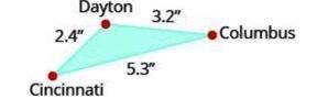 Question

On a map of Ohio, the cities of Dayton, Columbus, and Cincinnati form a triangle whose s