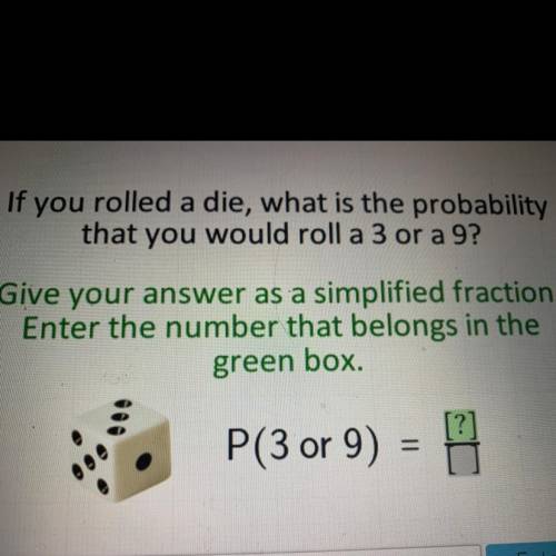 If you rolled a die, what is the probability that you would roll a 3 or a 9? Give your answer as a