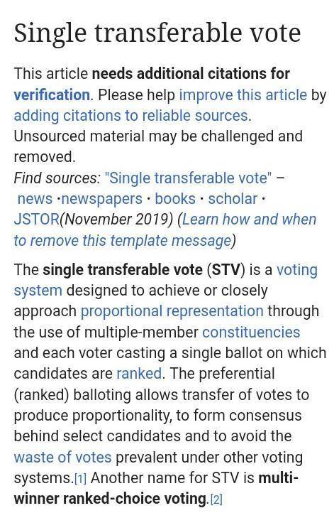 Write a short notes on single transferable vote system