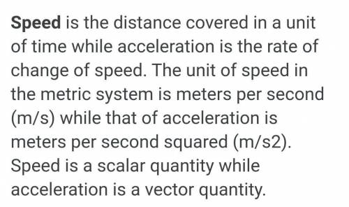 Any four difference between speed and acceleration ​