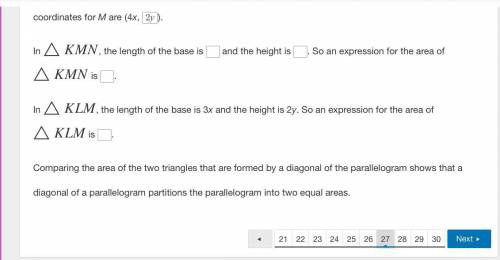 Lucinda is writing a coordinate proof to show that a diagonal of a parallelogram partitions the par