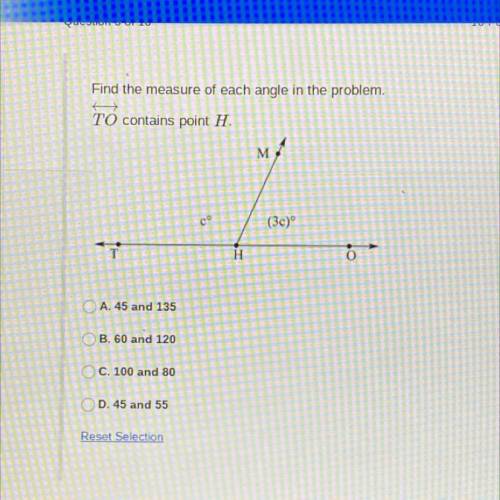 Find the measure of each angle in the problem. TO contains point H.
