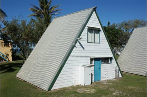 The following house is called an A-frame house because it looks like the letter A from the front.