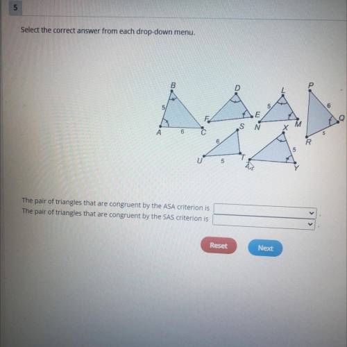 The pair of triangles that are congruent Dy the ASA criterion i

The pair of triangles that are co