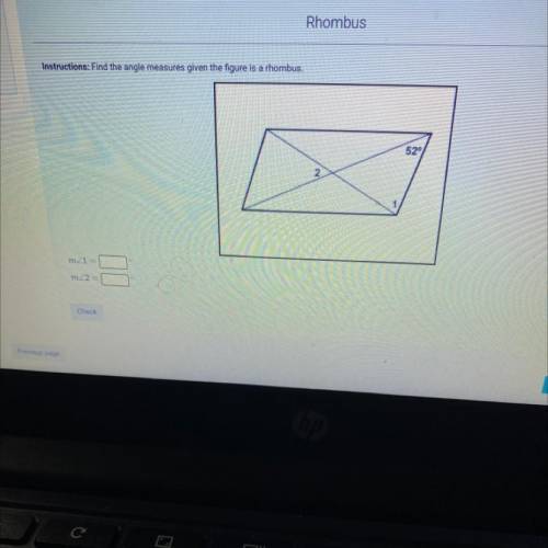 Find the angle measures given the figure is a rhombus