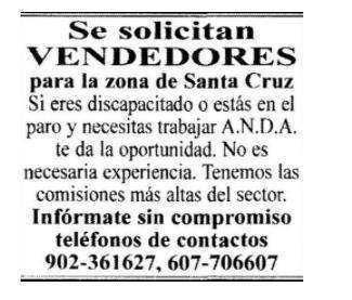 Instructions: After reviewing the classified ad, answer the questions below.

1. ¿Para que es el t