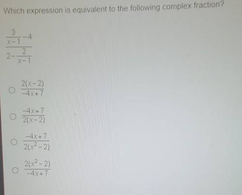 Which expression is equivalent to the following complex fraction? ​