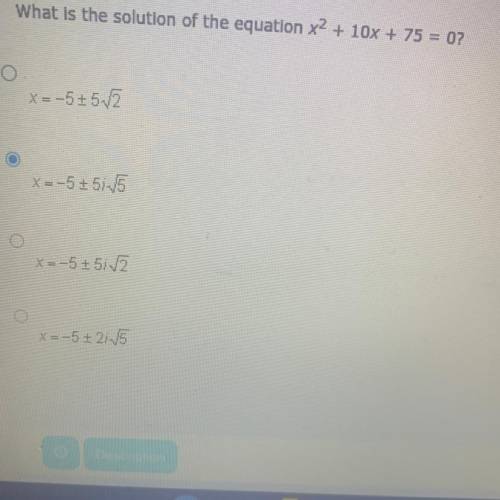 What is the solution to the equation x^2 + 10x + 75 = 0?