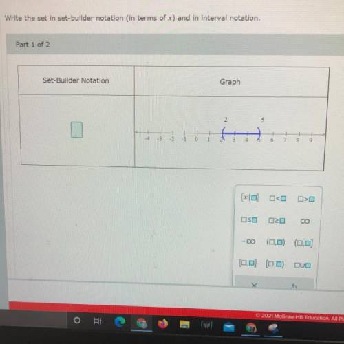 Write the set in builder notation and interval notation. The graph is provided