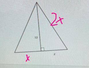 The triangle below is equilateral. Find the length of side x in simplest radical form

with a ratio