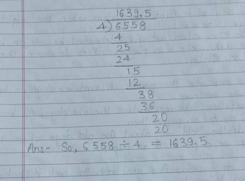 How to divide 6,558 by 4 in long division