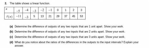 PLEASE I NEED HELP WITH ASAP

Determine the difference of outputs of any two inputs that are 1 uni