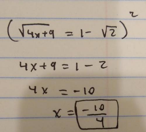 √4x+9 = 1-√2 giải phương trình