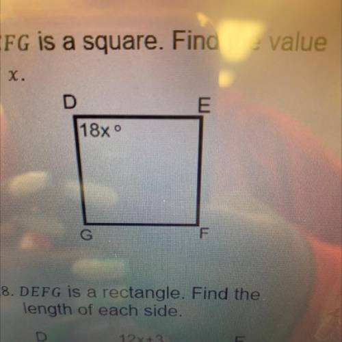 16. DEFG is a square. Find the value
of x.