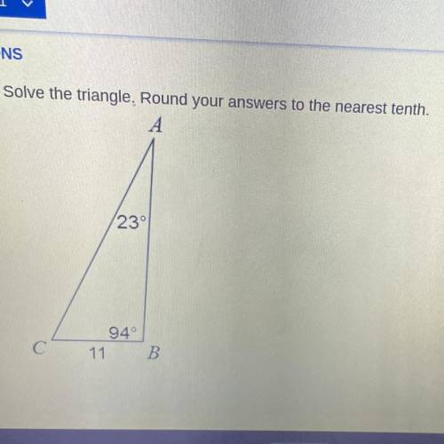 Solve the triangle. Round your answers to the nearest tenth. PLEASE HELP ASAP!!

A. mC=63, b=31, c