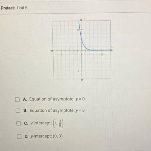 HELOOOOP 

What are the y-intercept and the equation of the horizontal asymptote for the
expo