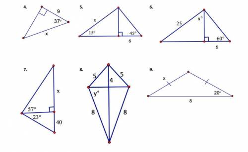Problems 5-9, Find the value of the variable to the nearest tenth of each triangle.