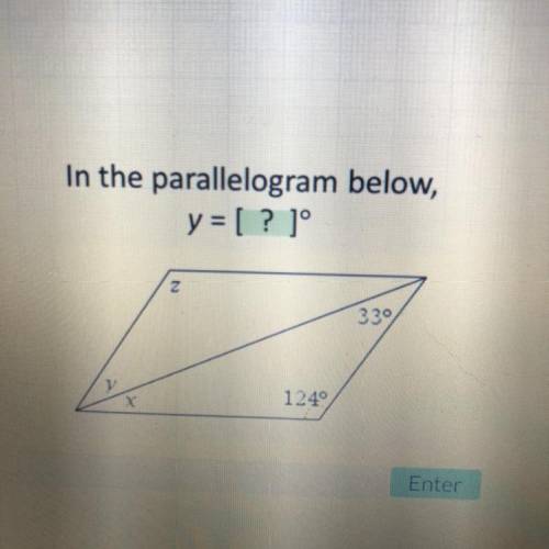 In the parallelogram below,
y = [ ? 1°
339
1249