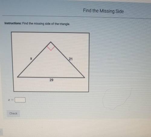 Find the missing side of triangle​