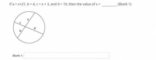 If a = x+21, b = 4, c = x + 3, and d = 10, then the value of x =