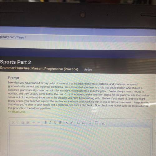 Sports Part 2

Grammar Hunches: Present Progressive (Practice)
Active
Prompt
Now thatlyou have wor