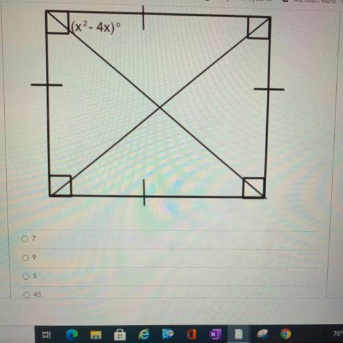 Find the value of x for the given square.
(x^2- 4x)