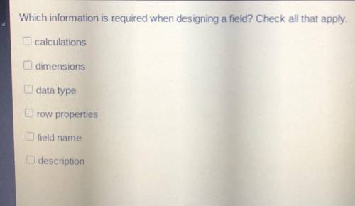 Which information is required when designing a field? check all that apply.