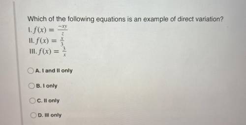 Which of the following equations is an example of direct variation?