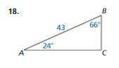 Solve the triangle. Round decimal places to the nearest place