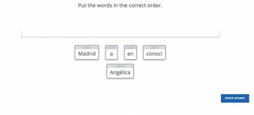 Put words in correct order:
Madrid a en conoci Angelica